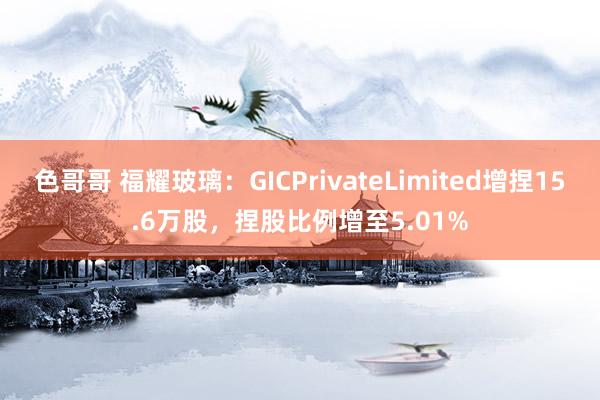 色哥哥 福耀玻璃：GICPrivateLimited增捏15.6万股，捏股比例增至5.01%