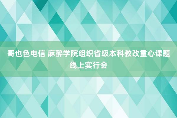 哥也色电信 麻醉学院组织省级本科教改重心课题线上实行会