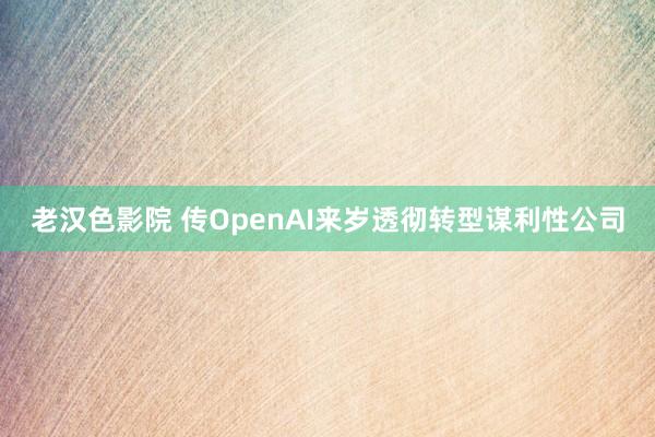 老汉色影院 传OpenAI来岁透彻转型谋利性公司