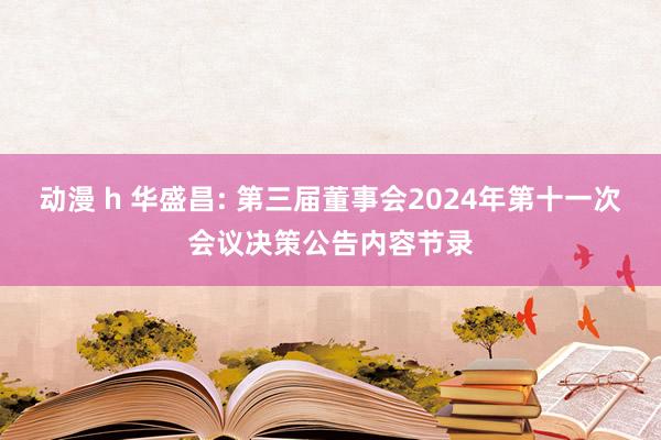 动漫 h 华盛昌: 第三届董事会2024年第十一次会议决策公告内容节录